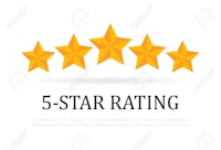 five star rating icon on a white background